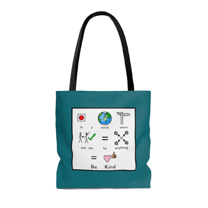 TEAL Be Kind Symbol Quote Tote Bag for Special Education Teachers / SLP
