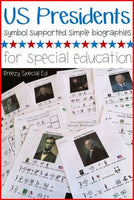 Presidents - Symbol Supported Picture Reading Comprehension for Special Ed