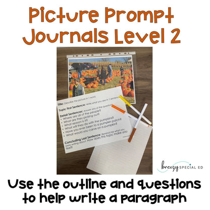Fall / Autumn / Back to School Picture Journal Prompts {Leveled Writing}