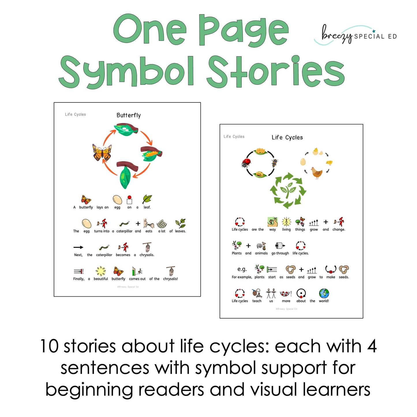 Life Cycles Symbol Supported Reading Comprehension for Special Ed