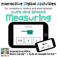 measuring cups and spoons digital life skill task cards