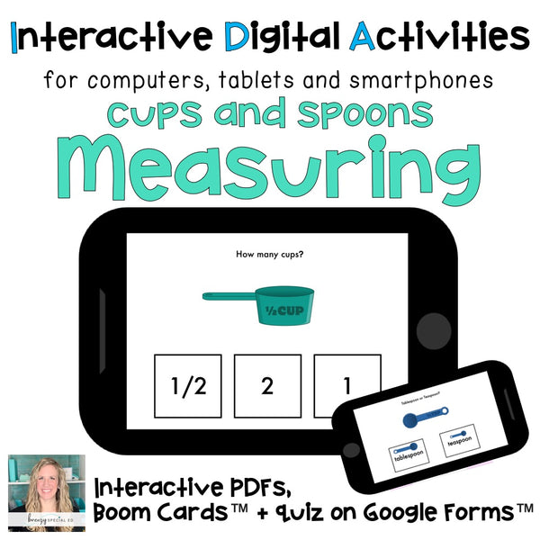 measuring cups and spoons digital life skill task cards