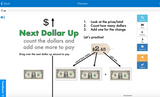 Boom Card next dollar up instruction page - student will count dollars and add one more dollar to pay