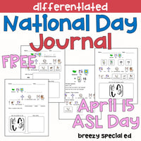 National ASL Day FREE Differentiated Journal for special education
