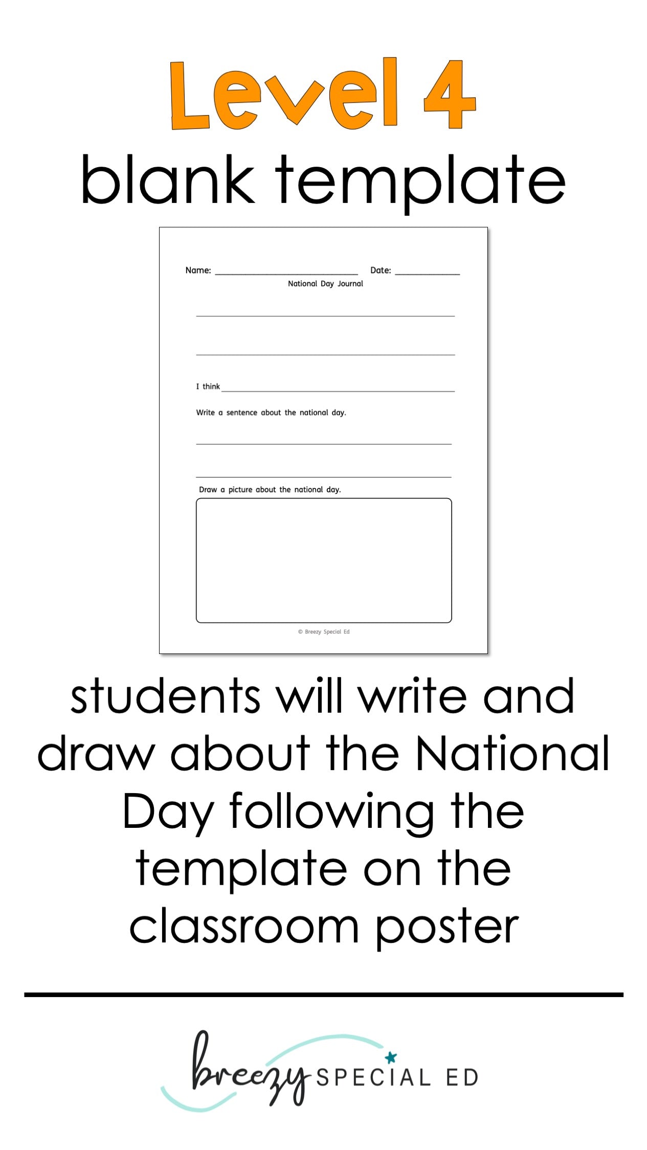 National Days November Differentiated Journals for special education