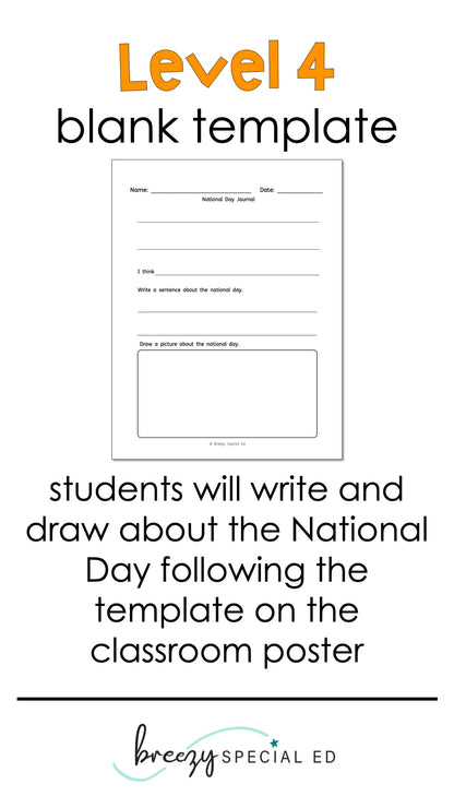 National Days November Differentiated Journals for special education