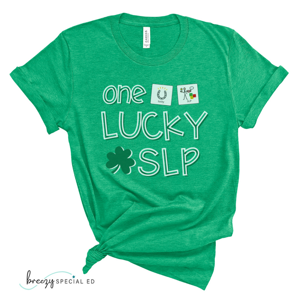 Lucky SLP Shirt with Symbol Support | Speech Therapist Tee