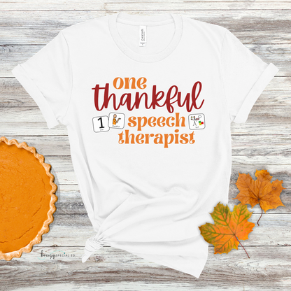 One Thankful Speech Therapist Shirt with symbol cards for SLPs | Speech Pathlogist