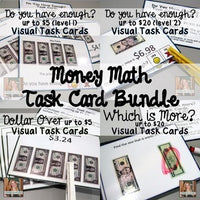 Money Math Visual Task Card Bundle (special education)