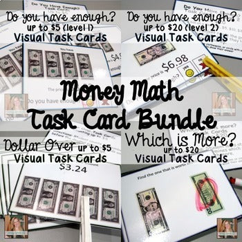 Money Math Visual Task Card Bundle (special education)