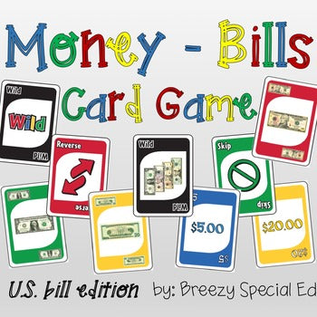 Money Math (Bills) Identification Card Game for special education