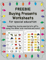 FREEBIE Shopping for Christmas Presents - Worksheets for Special Education