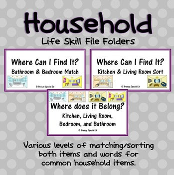 Household Items Life Skill File Folders (Special Education