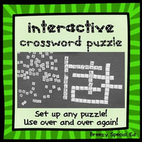 Interactive, Interchangeable Classroom Crossword Wall Puzzle (with Velcro)