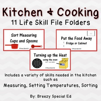 Special Education Kitchen and Cooking Life Skill File Folder Activities