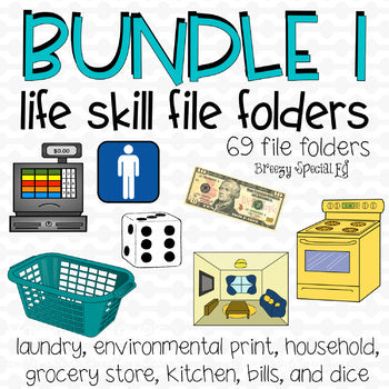Special Ed Life Skill File Folder Bundle 65+ file folders (First Set)