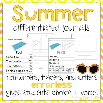 Summer Leveled Journal Writing for Special Education, Autism, and ESY