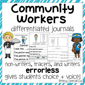 Community Workers Errorless Journals for Special Education Writing