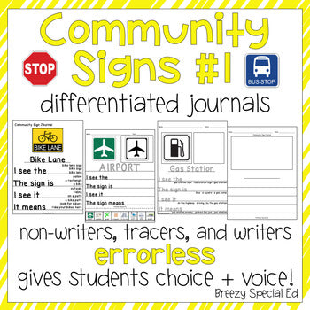 Community Signs 1: Errorless Journal Writing Prompts for Special Education