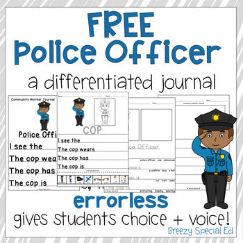 FREE Police Officer Differentiated Journal Writing for Special Education