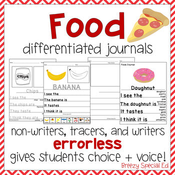 Errorless food themed journals for special education