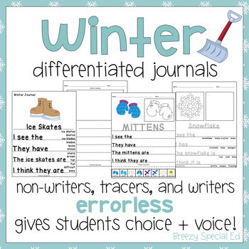 Winter Differentiated Errorless Journals for Special Education