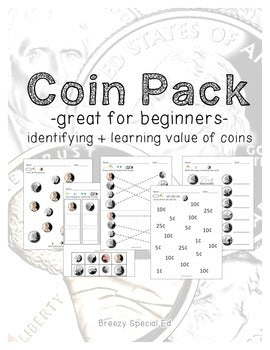 Money Math (Coins) Identification and Value Worksheets