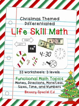 Christmas Differentiated Life Skill Math Pack (special education)