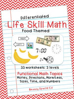 Differentiated Life Skill Math Pack: Food (special education)