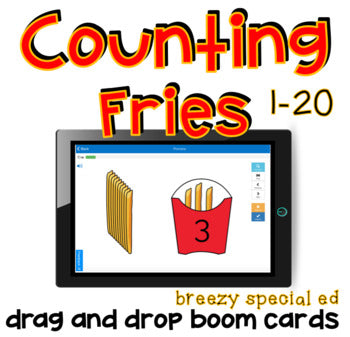 Counting French Fries Fast Food Math Work Task and Boom Cards for Special Ed