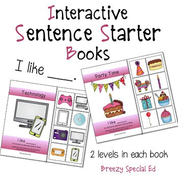 I Like Interactive / Adapted Sentence Starter Book - special education