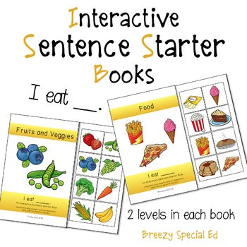I eat sentence starter adapted and interactive books
