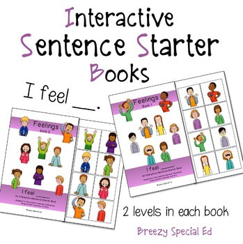 I Feel Feelings and Emotions Adapted Sentence Starter Books - Special Ed