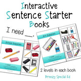 I Need Interactive / Adapted Sentence Starter Book - special education