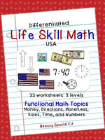 USA Differentiated Life Skill Math Pack for Special Education