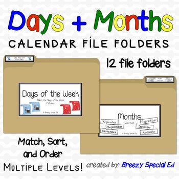 Days and Months {Calendar Skills} File Folders for Special Education