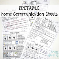 Communication Sheets from School to Home for special education classrooms