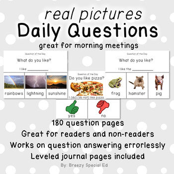 Daily questions visual question of the day posters for special education
