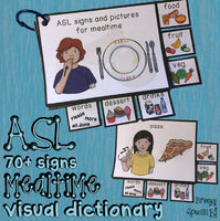 ASL (Sign Language) Visual Mealtime Flashcard Dictionary