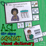 ASL (Sign Language) Visual Calendar Time Flashcard Dictionary