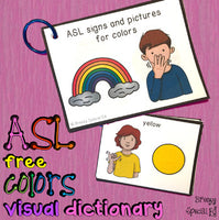 ASL (Sign Language) Colors Visual Flashcard Dictionary