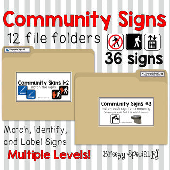 Community Signs / Environmental Print File Folders for Special Education