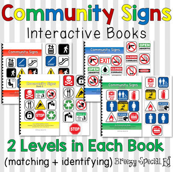 Community Signs Interactive (Adapted) Books for Special Ed