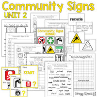 Community Signs Games and Worksheets - Unit 2 - for Special Education