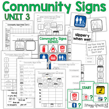 Community Signs Games and Worksheets - Unit 3 - for Special Education