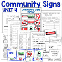 Community Signs Games and Worksheets - Unit 4 - for Special Education