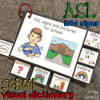 ASL (Sign Language) School Basics Visual Flashcard Dictionary