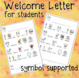 FREE Symbol Supported - Welcome Back to School Letter - for Students