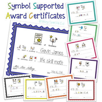 Symbol Supported Award Certificates for Special Education