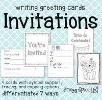 Invitation Cards Differentiated for ALL your Special Education Students